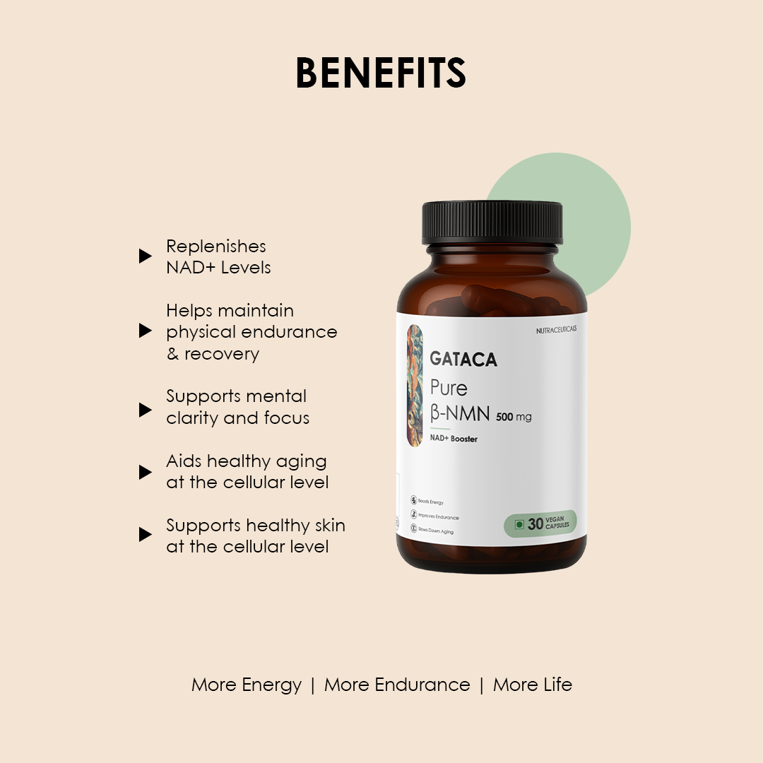 Pure β-NMN 500 mg | Nicotinamide Mononucleotide | More Energy, More Endurance, More Life