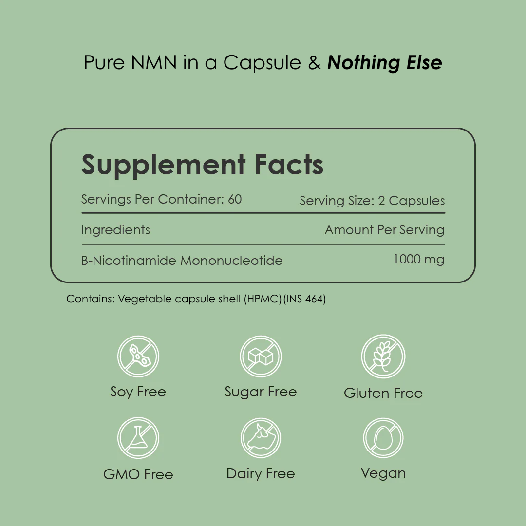 Pure β-NMN - 1000 mg | Backed by 21 Patents