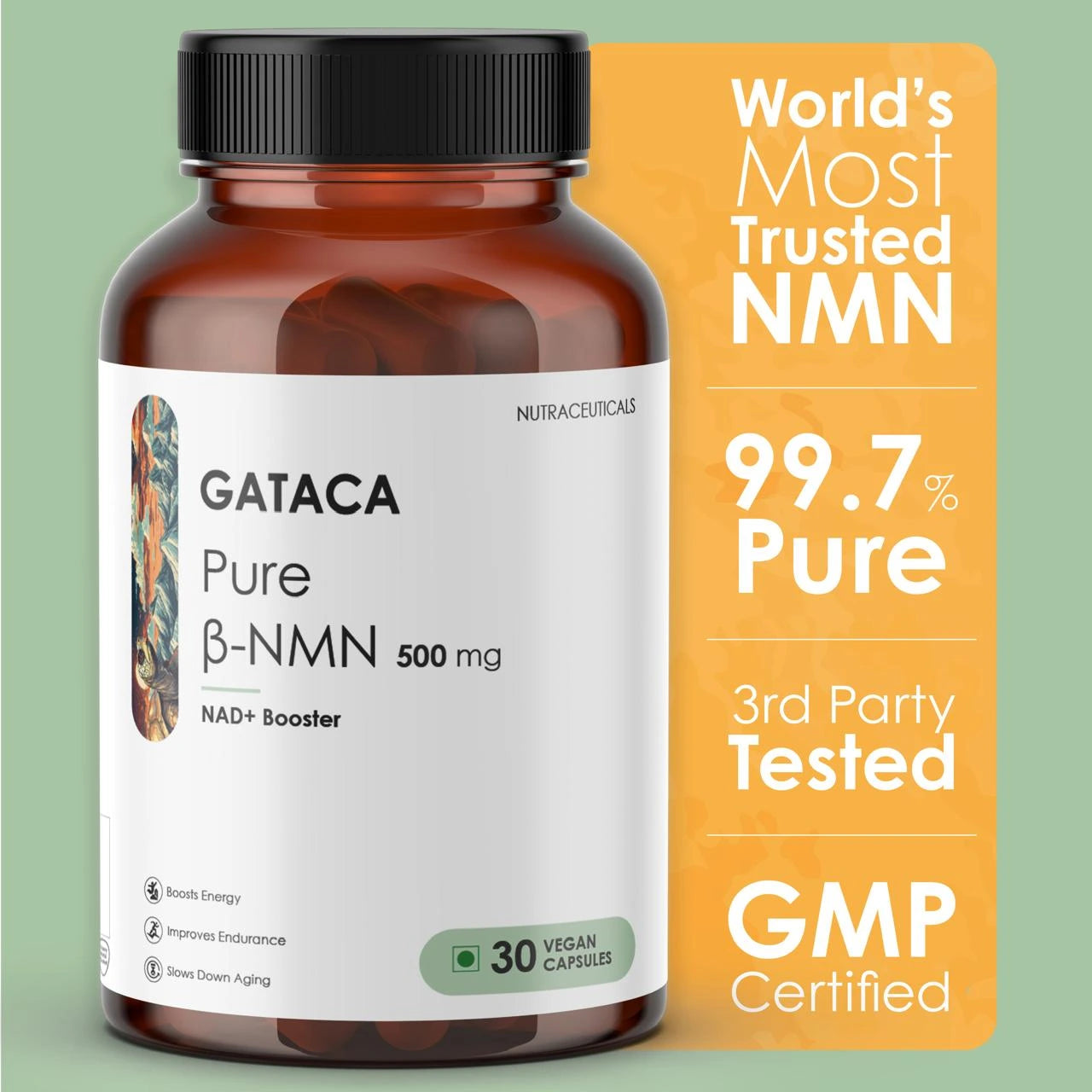 Pure β-NMN 500 mg | Nicotinamide Mononucleotide | More Energy, More Endurance, More Life