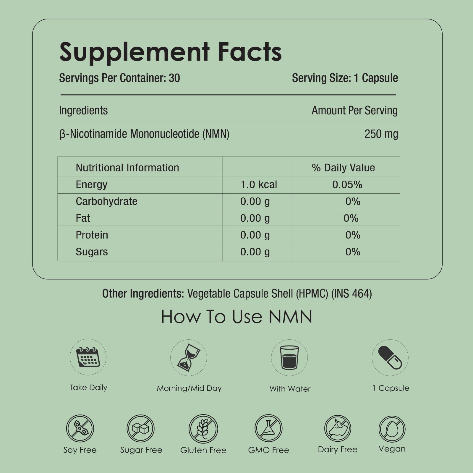 Pure β-NMN -  250 mg | Backed by 21 Patents