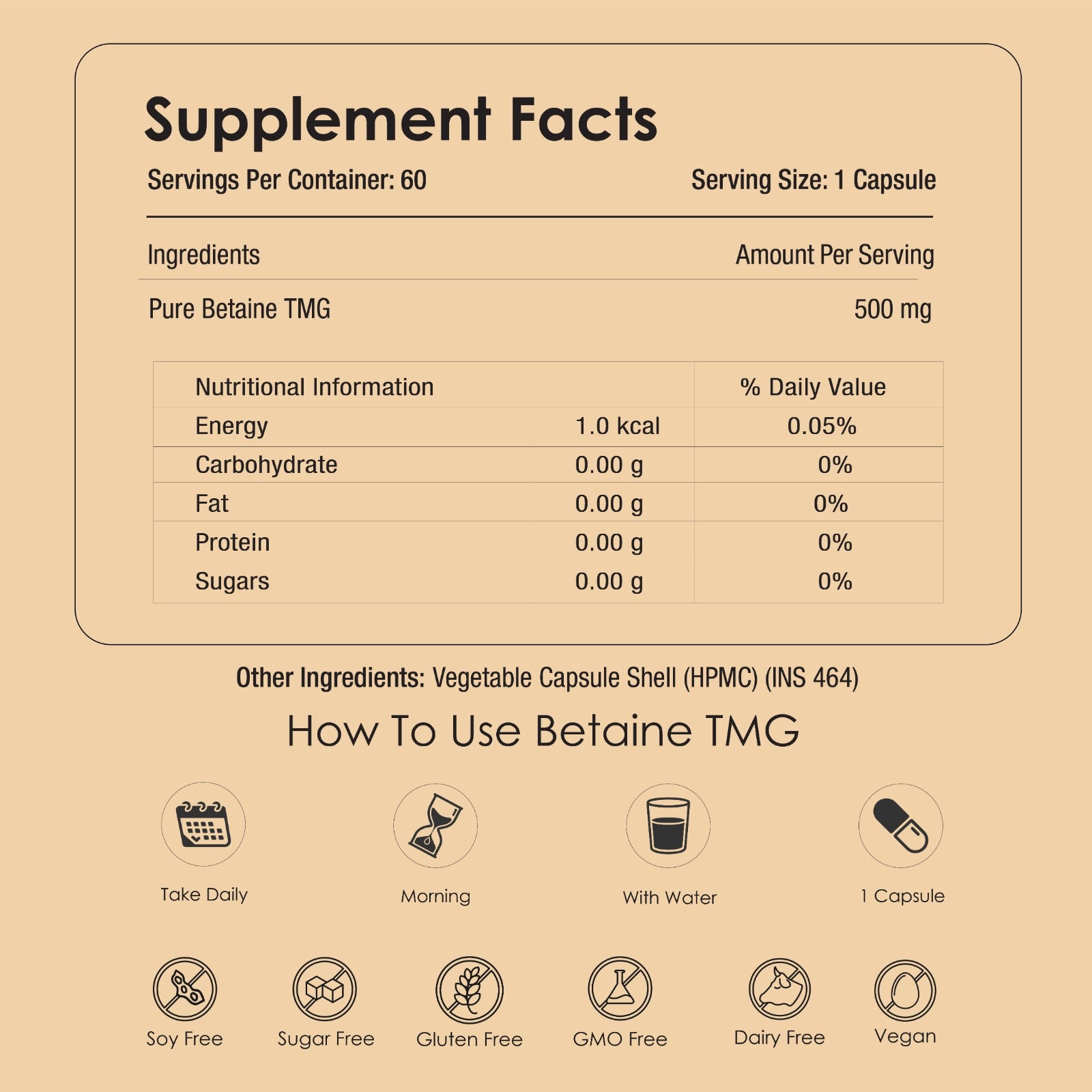 Pure Betaine TMG - 500 mg